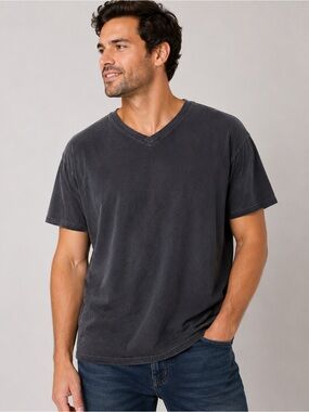 TRACK 23 Intelligent Design Men’s XL Solid Simple Basic Black V-Neck T-Shirt